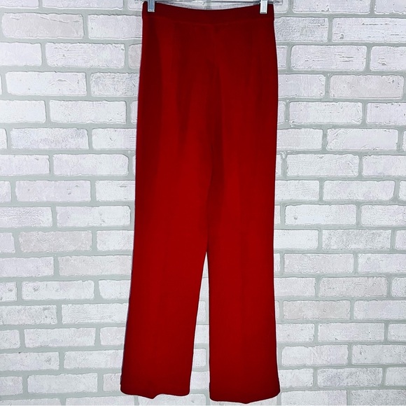 St. John Collection Santana Knit High Waist Straight Leg Pants in Red Size 2 - Picture 3 of 7